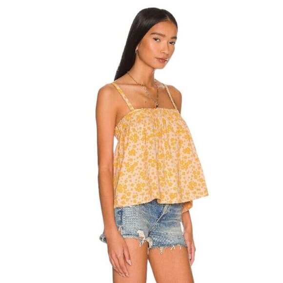 Sundry Size 1 (Small 4-6) Peach Mango Ditsy‎ Floral Boho Cami Top NWT - Picture 1 of 12